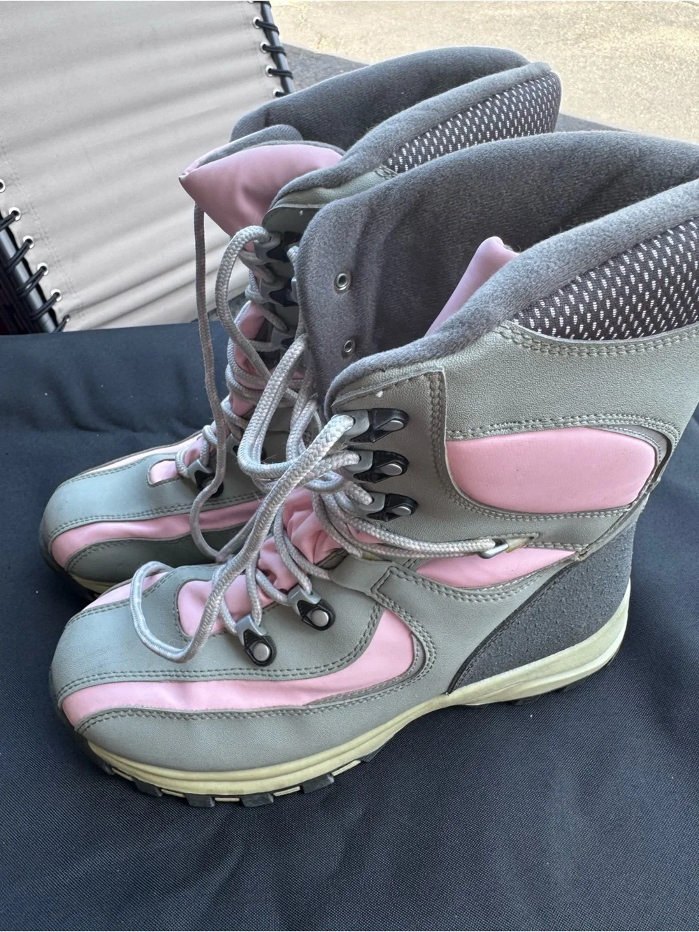 Athletic Works Gray and Pink Lace-Up Winter Boots